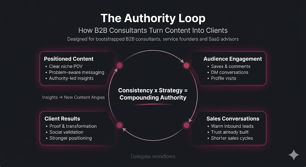 Authority loop model inside a LinkedIn content system for B2B consultants